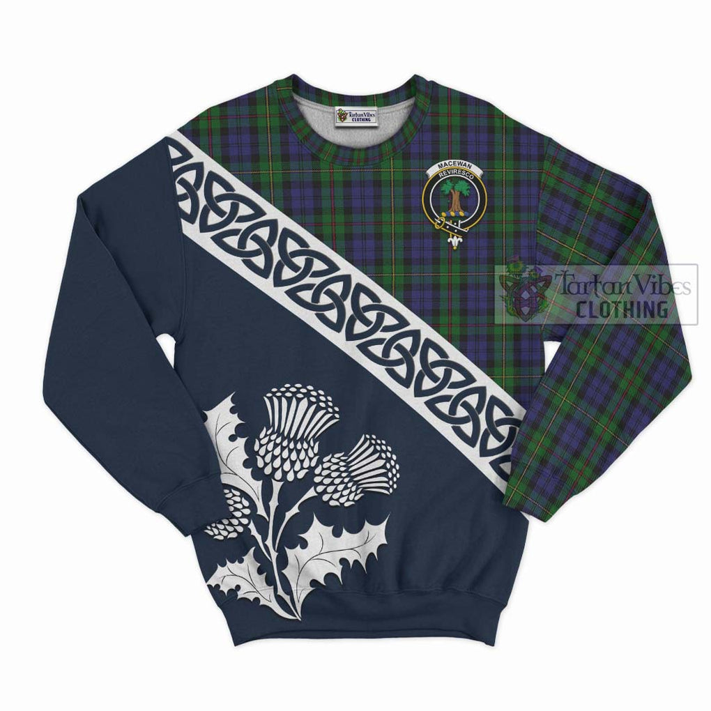 Tartan Vibes Clothing MacEwan (MacEwen) Tartan Sweatshirt Featuring Thistle and Scotland Map