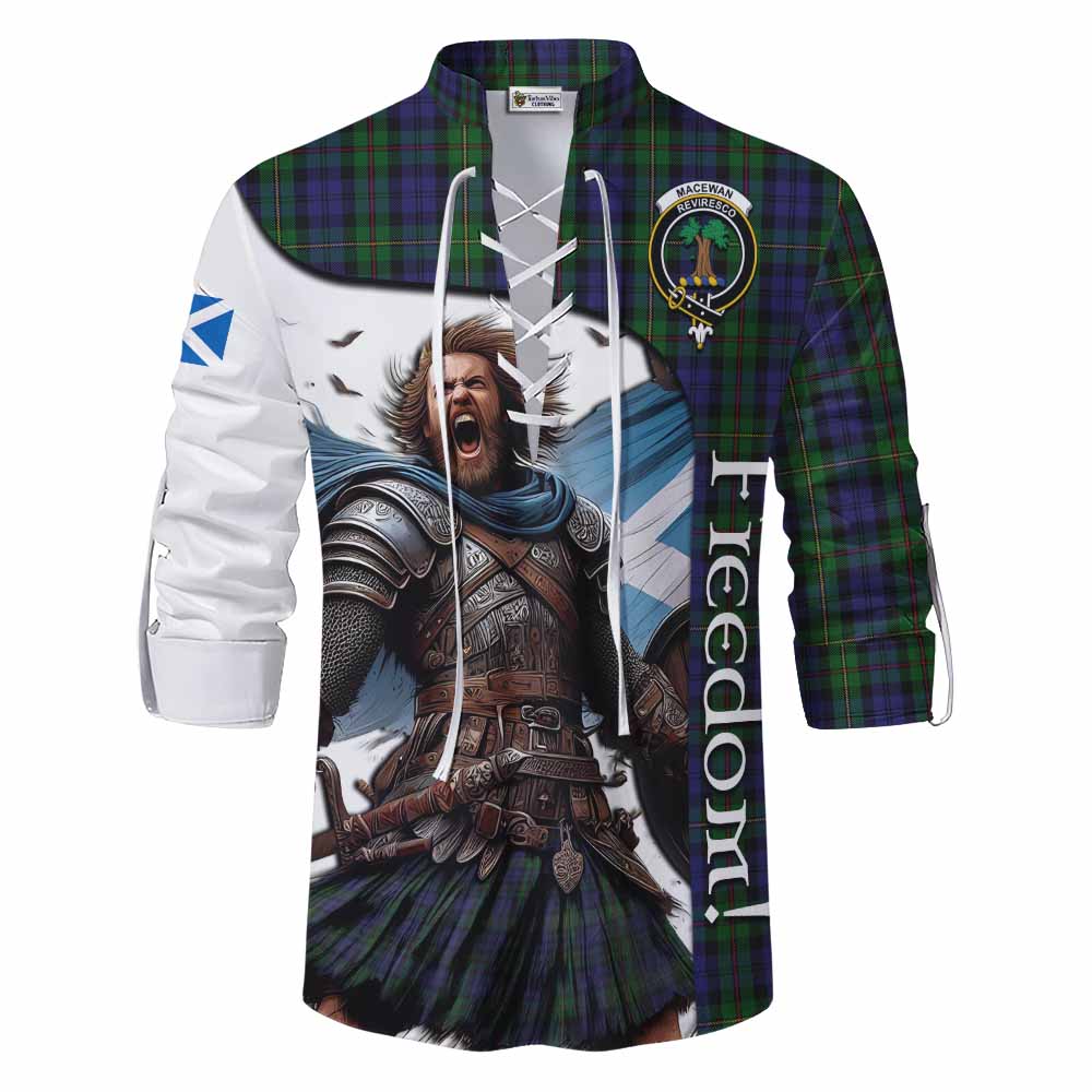 Tartan Vibes Clothing MacEwan (MacEwen) Crest Tartan Ghillie Kilt Shirt Inspired by the Freedom of Scottish Warrior