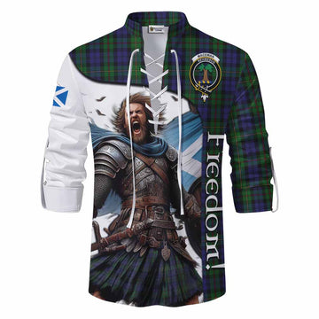 MacEwan (MacEwen) Crest Tartan Ghillie Kilt Shirt Inspired by the Freedom of Scottish Warrior