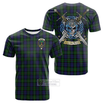 MacEwan (MacEwen) Tartan Cotton T-shirt with Family Crest Celtic Skull Style