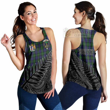 MacEwan (MacEwen) Crest Tartan Women's Racerback Tanks with New Zealand Silver Fern Half Style