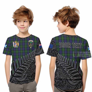 MacEwan (MacEwen) Crest Tartan Kid T-Shirt with New Zealand Silver Fern Half Style