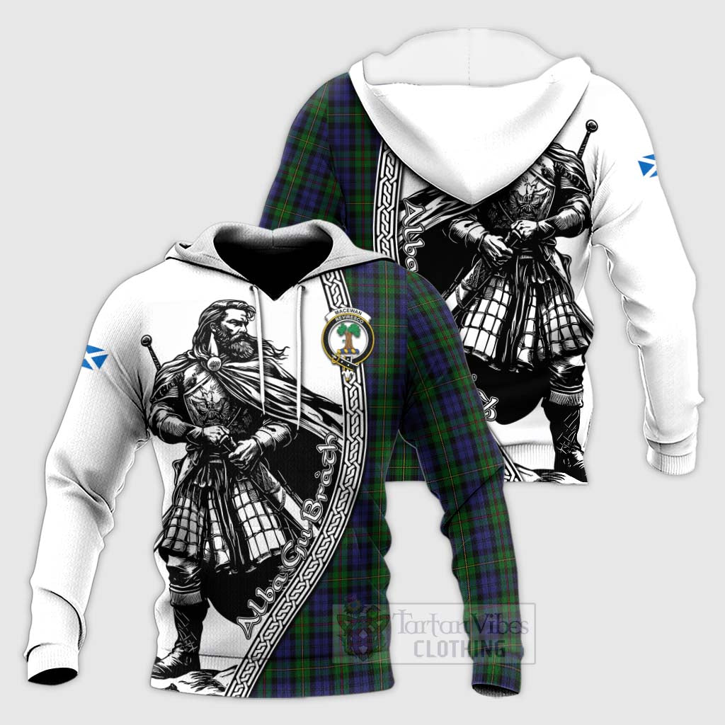 Tartan Vibes Clothing MacEwan (MacEwen) Tartan Clan Crest Knitted Hoodie with Highlander Warrior Celtic Style