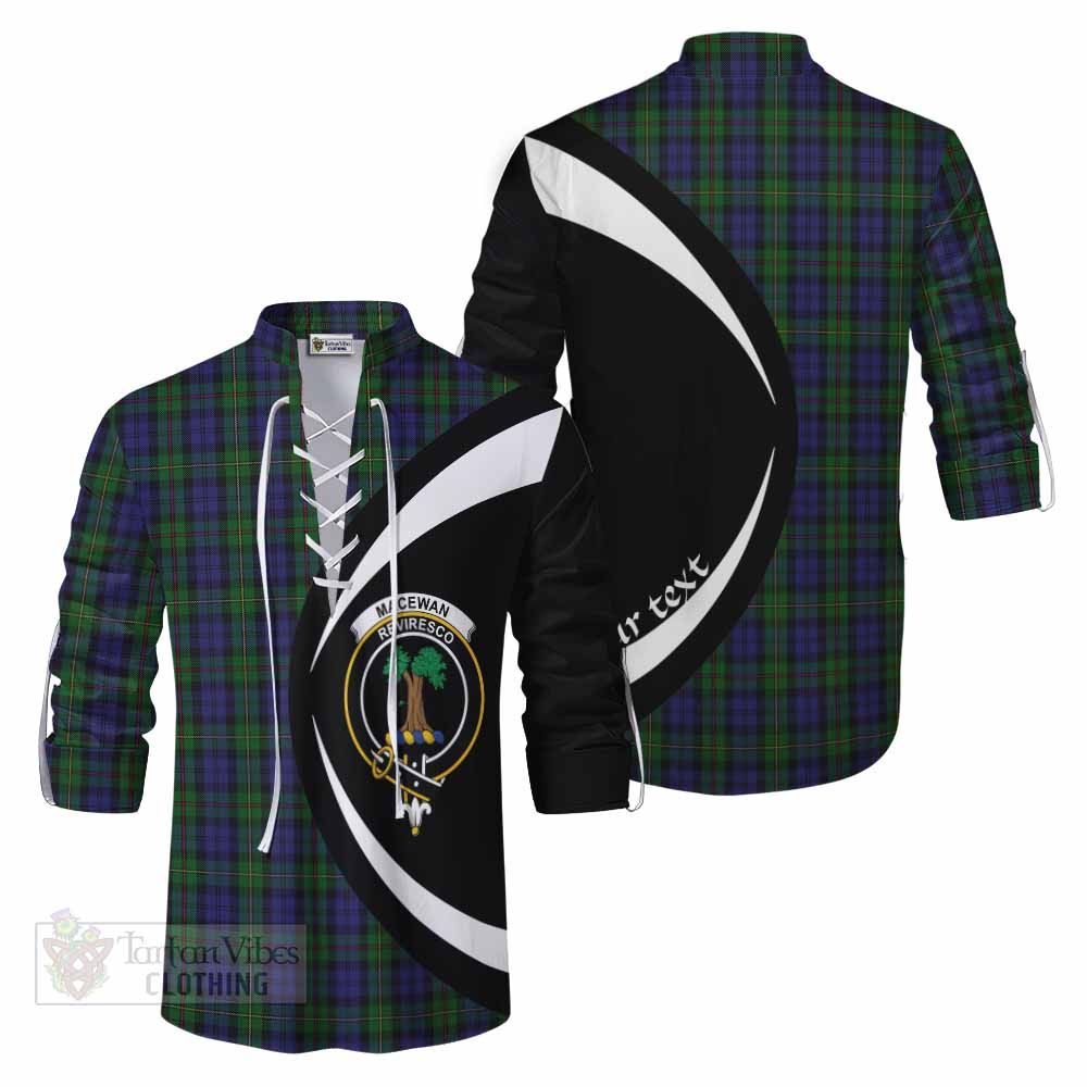 Tartan Vibes Clothing MacEwan (MacEwen) Tartan Ghillie Kilt Shirt with Family Crest Circle Style