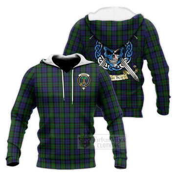 MacEwan (MacEwen) Tartan Knitted Hoodie with Family Crest Celtic Skull Style