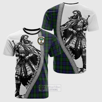 MacEwan (MacEwen) Tartan Clan Crest Cotton T-shirt with Highlander Warrior Celtic Style