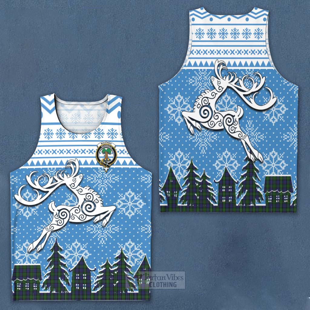 Tartan Vibes Clothing MacEwan (MacEwen) Clan Christmas Men's Tank Top Celtic Reindeer Style