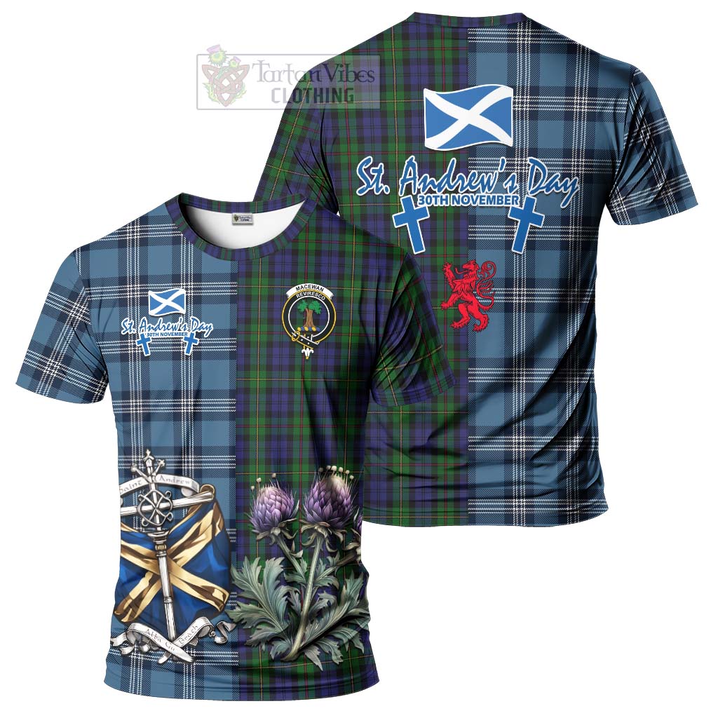 Tartan Vibes Clothing MacEwan (MacEwen) Tartan T-Shirt Happy St. Andrew's Day Half Tartan Style