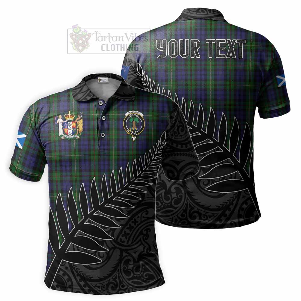 Tartan Vibes Clothing MacEwan (MacEwen) Crest Tartan Polo Shirt with New Zealand Silver Fern Half Style