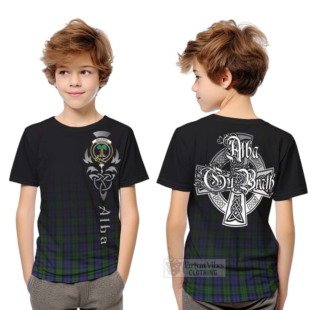 Tartan Vibes Clothing MacEwan (MacEwen) Tartan Kid T-Shirt Featuring Alba Gu Brath Family Crest Celtic Inspired