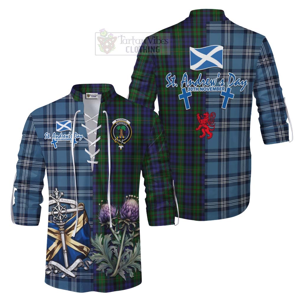 Tartan Vibes Clothing MacEwan (MacEwen) Tartan Ghillie Kilt Shirt Happy St. Andrew's Day Half Tartan Style