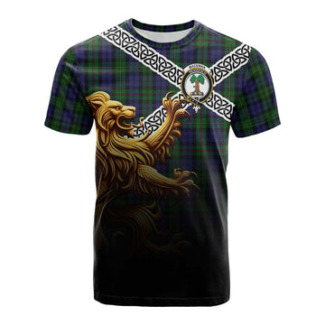 MacEwan (MacEwen) Crest Tartan Cotton T-shirt with Golden Lion Emblem Celtic Style Kid's Shirt - Tartan Vibes Clothing