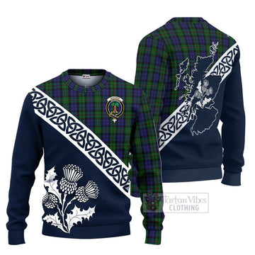 MacEwan (MacEwen) Tartan Ugly Sweater Featuring Thistle and Scotland Map