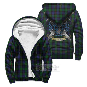 MacEwan (MacEwen) Tartan Sherpa Hoodie with Family Crest Celtic Skull Style