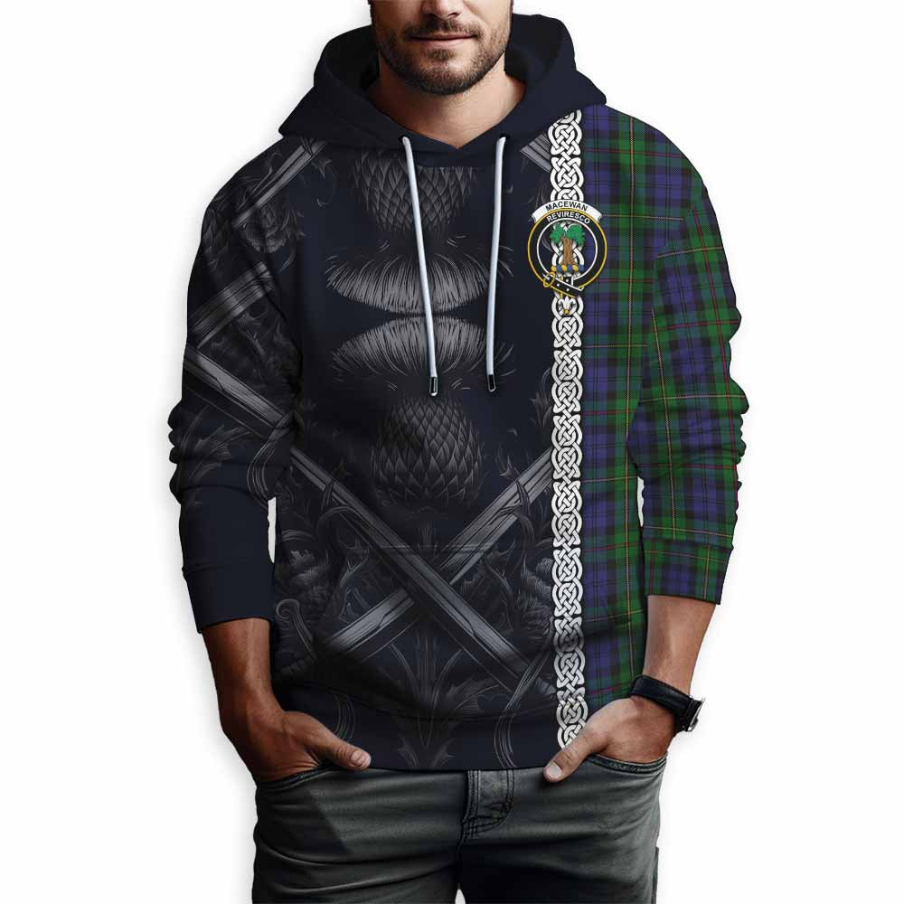 Tartan Vibes Clothing MacEwan (MacEwen) Tartan Hoodie with Family Crest Cross Sword Thistle Celtic Vibes