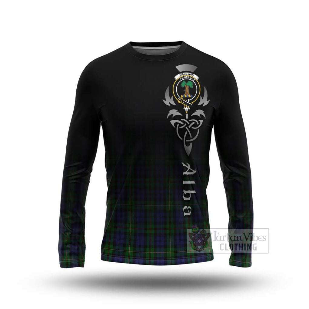 Tartan Vibes Clothing MacEwan (MacEwen) Tartan Long Sleeve T-Shirt Featuring Alba Gu Brath Family Crest Celtic Inspired