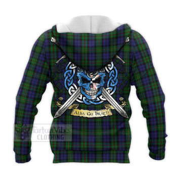 MacEwan (MacEwen) Tartan Knitted Hoodie with Family Crest Celtic Skull Style