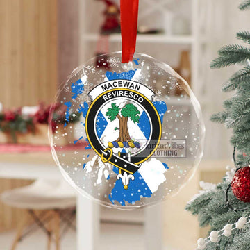 MacEwan (MacEwen) Clan Crest Christmas Glass Ornament with Scotland Map