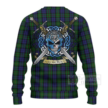 MacEwan (MacEwen) Tartan Ugly Sweater with Family Crest Celtic Skull Style