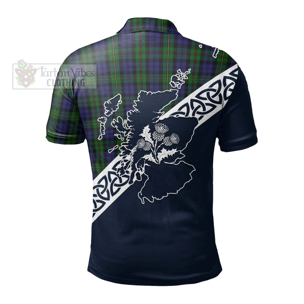 MacEwan (MacEwen) Tartan Polo Shirt Featuring Thistle and Scotland Map