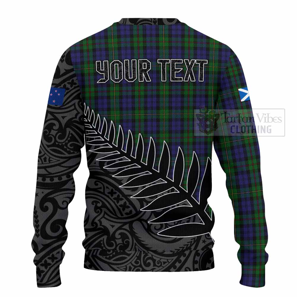 Tartan Vibes Clothing MacEwan (MacEwen) Crest Tartan Knitted Sweater with New Zealand Silver Fern Half Style