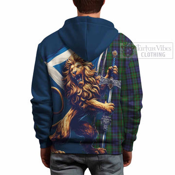 MacEwan (MacEwen) Tartan Family Crest Hoodie with Scottish Majestic Lion