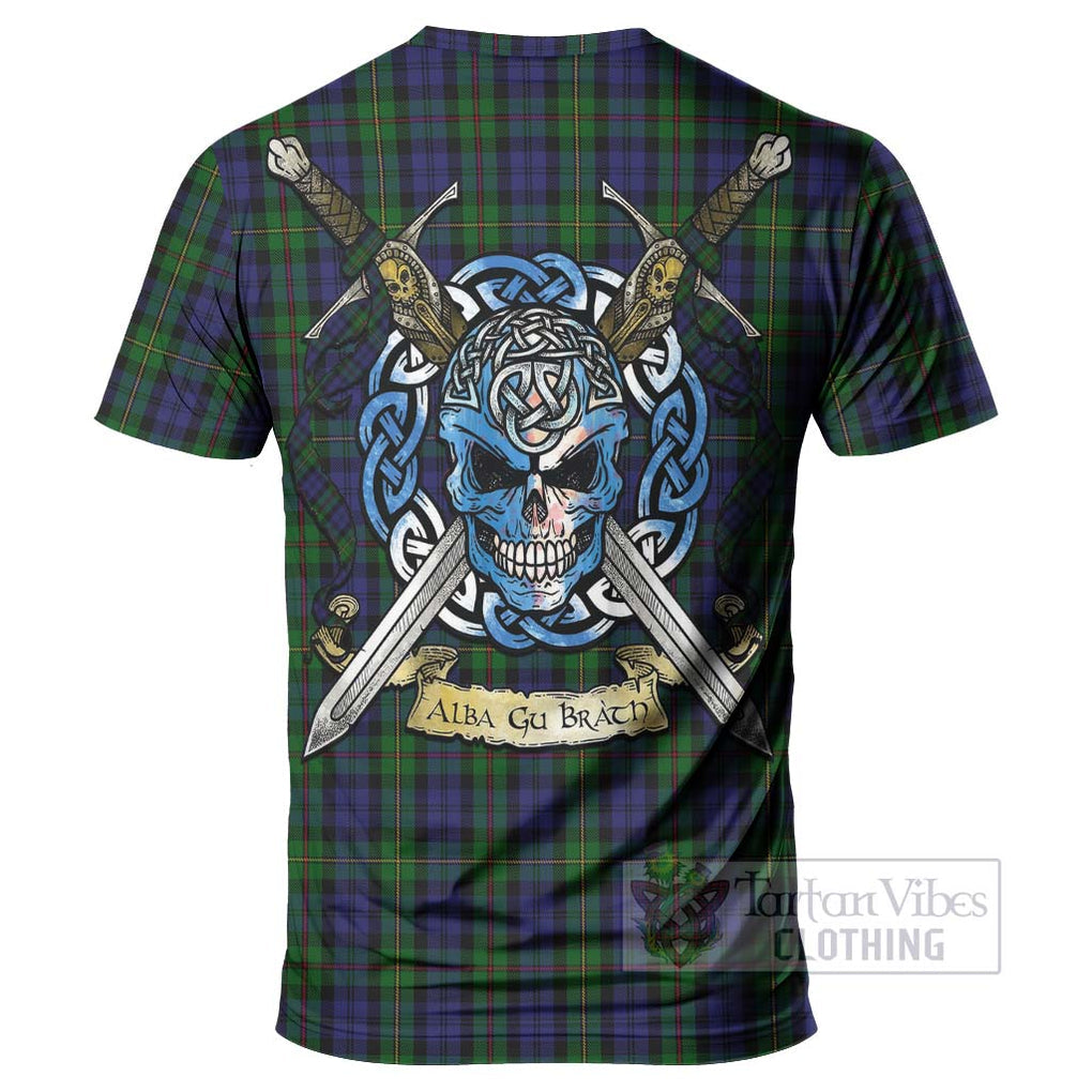 Tartan Vibes Clothing MacEwan (MacEwen) Tartan T-Shirt with Family Crest Celtic Skull Style