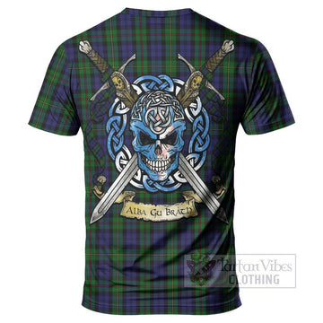 MacEwan (MacEwen) Tartan T-Shirt with Family Crest Celtic Skull Style