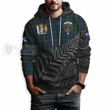 MacEwan (MacEwen) Crest Tartan Hoodie with New Zealand Silver Fern Half Style