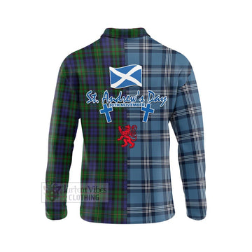 MacEwan (MacEwen) Tartan Long Sleeve Polo Shirt Happy St. Andrew's Day Half Tartan Style