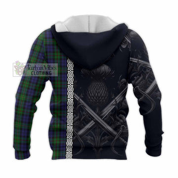 MacEwan (MacEwen) Tartan Knitted Hoodie with Family Crest Cross Sword Thistle Celtic Vibes