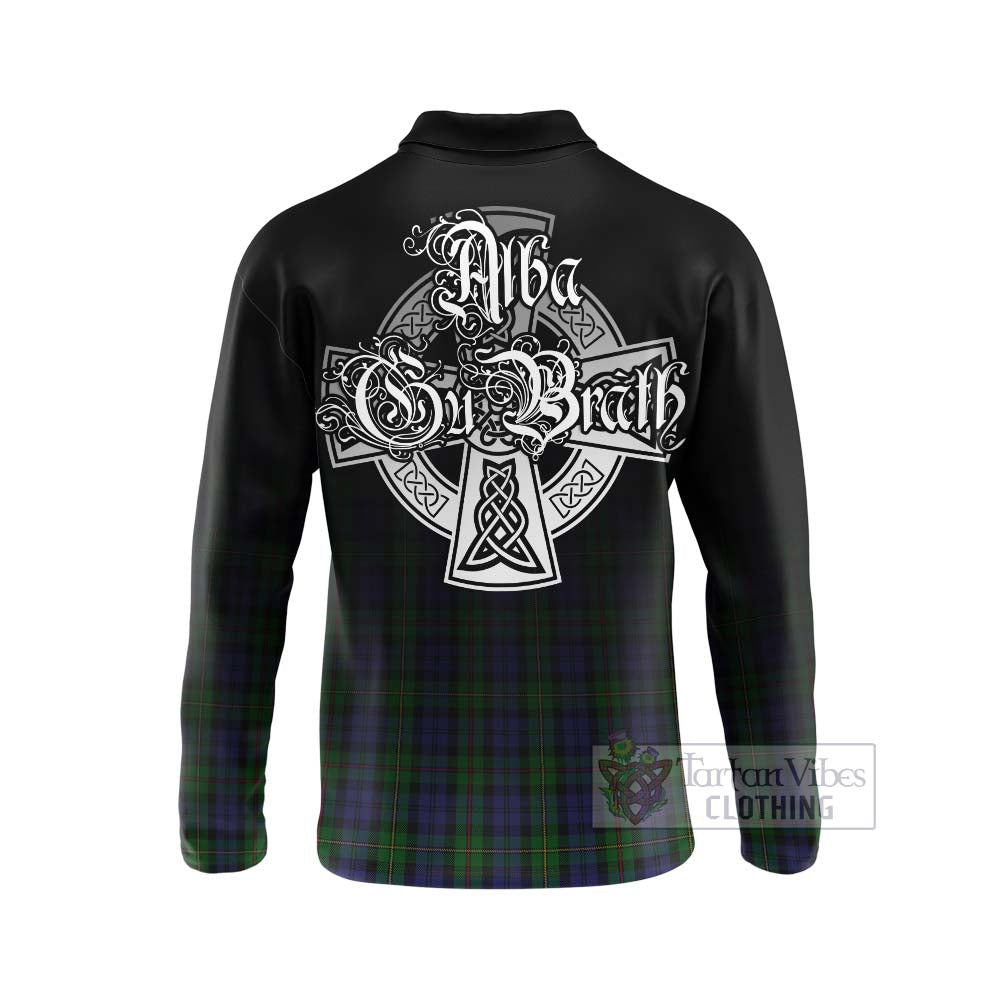 Tartan Vibes Clothing MacEwan (MacEwen) Tartan Long Sleeve Polo Shirt Featuring Alba Gu Brath Family Crest Celtic Inspired