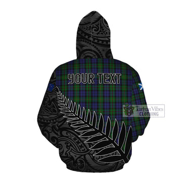 MacEwan (MacEwen) Crest Tartan Cotton Hoodie with New Zealand Silver Fern Half Style