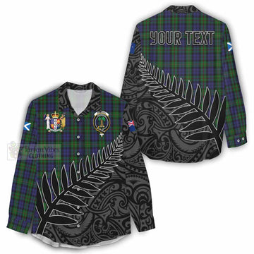 MacEwan (MacEwen) Crest Tartan Women's Casual Shirt with New Zealand Silver Fern Half Style