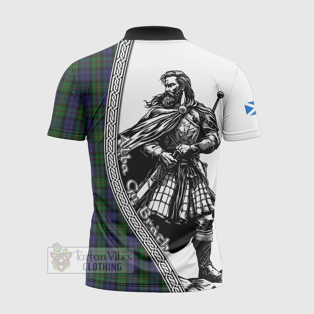 Tartan Vibes Clothing MacEwan (MacEwen) Tartan Clan Crest Zipper Polo Shirt with Highlander Warrior Celtic Style