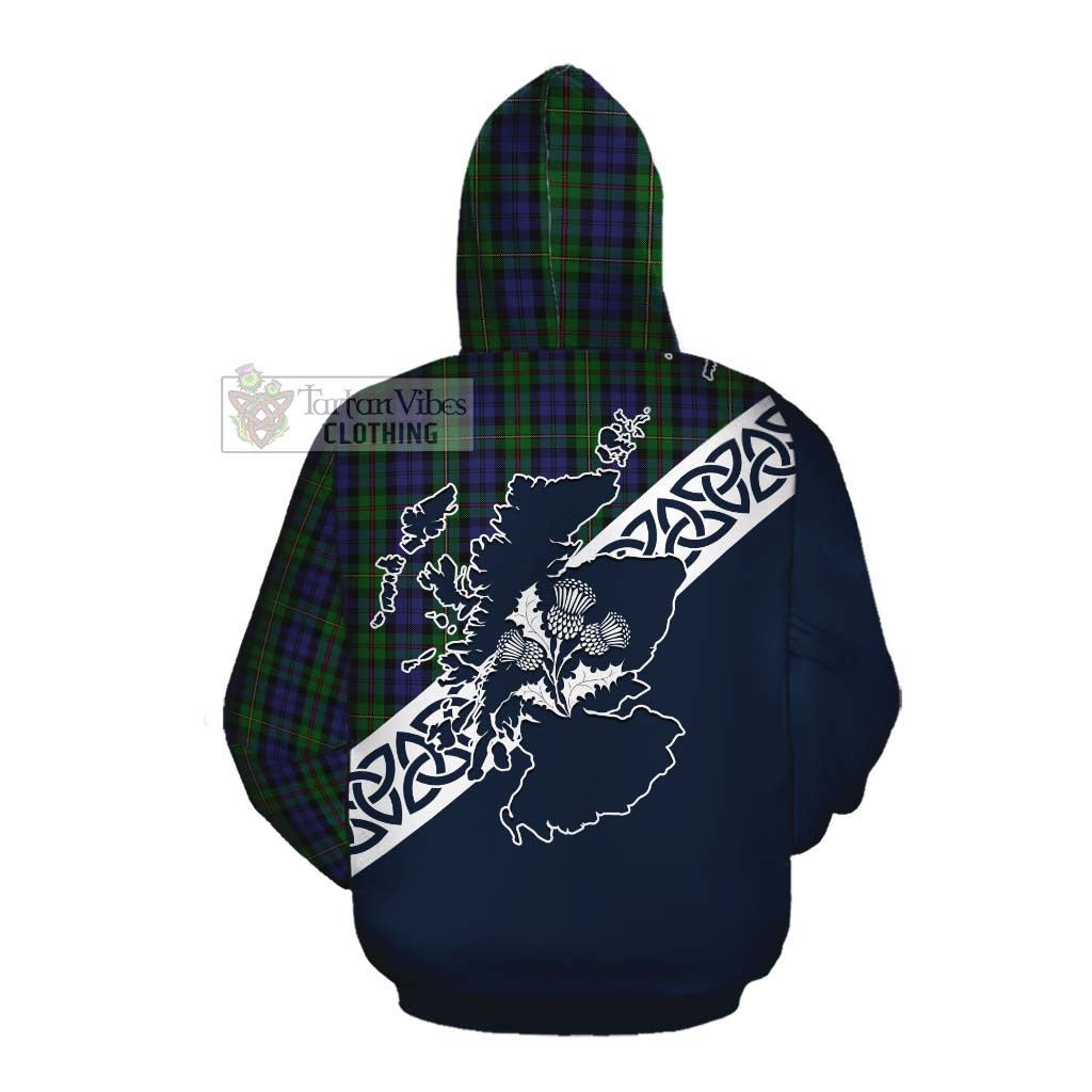 Tartan Vibes Clothing MacEwan (MacEwen) Tartan Cotton Hoodie Featuring Thistle and Scotland Map