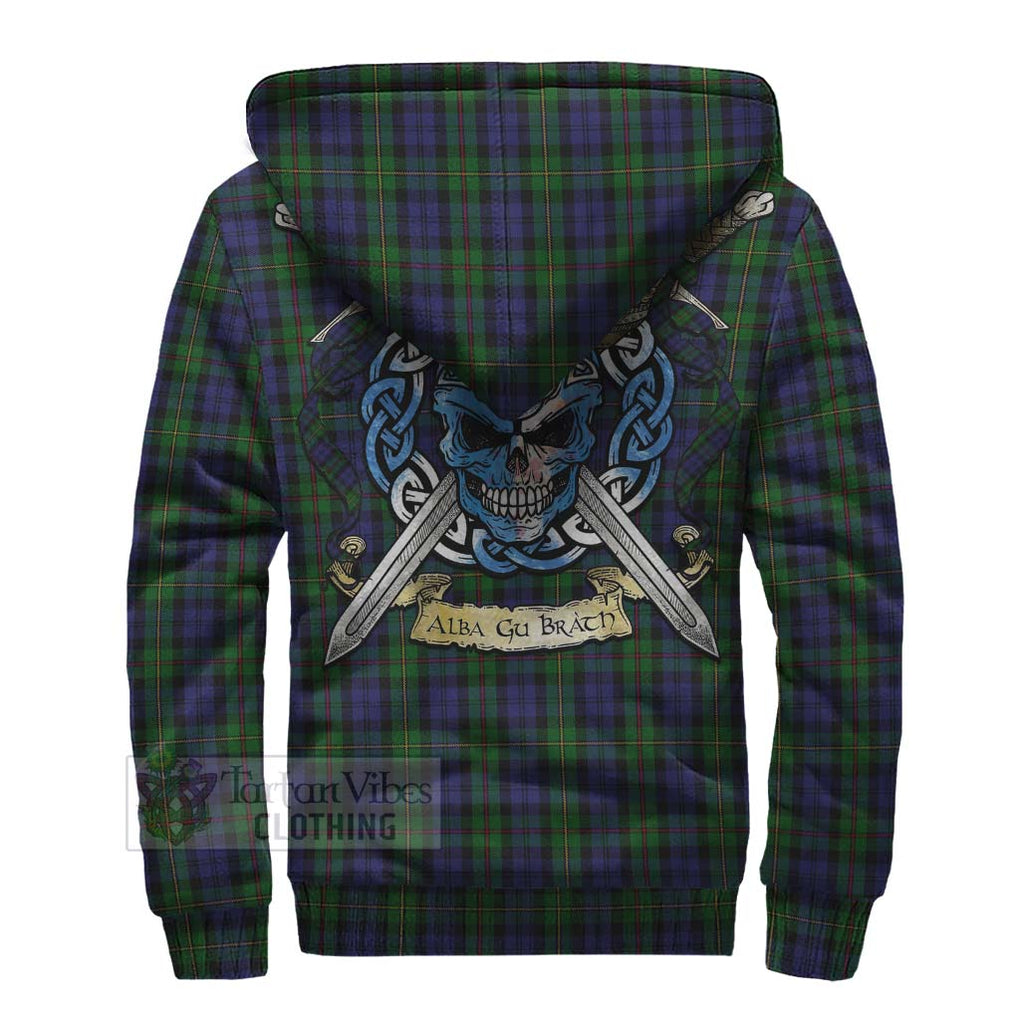 Tartan Vibes Clothing MacEwan (MacEwen) Tartan Sherpa Hoodie with Family Crest Celtic Skull Style