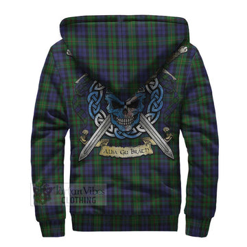 MacEwan (MacEwen) Tartan Sherpa Hoodie with Family Crest Celtic Skull Style