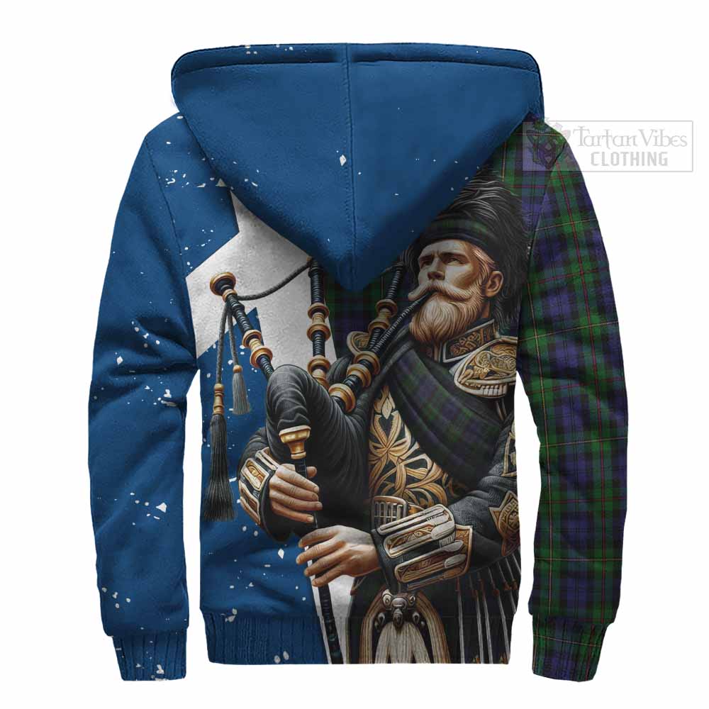 Tartan Vibes Clothing MacEwan (MacEwen) Tartan Sherpa Hoodie with Family Crest Scottish Bagpiper Vibes