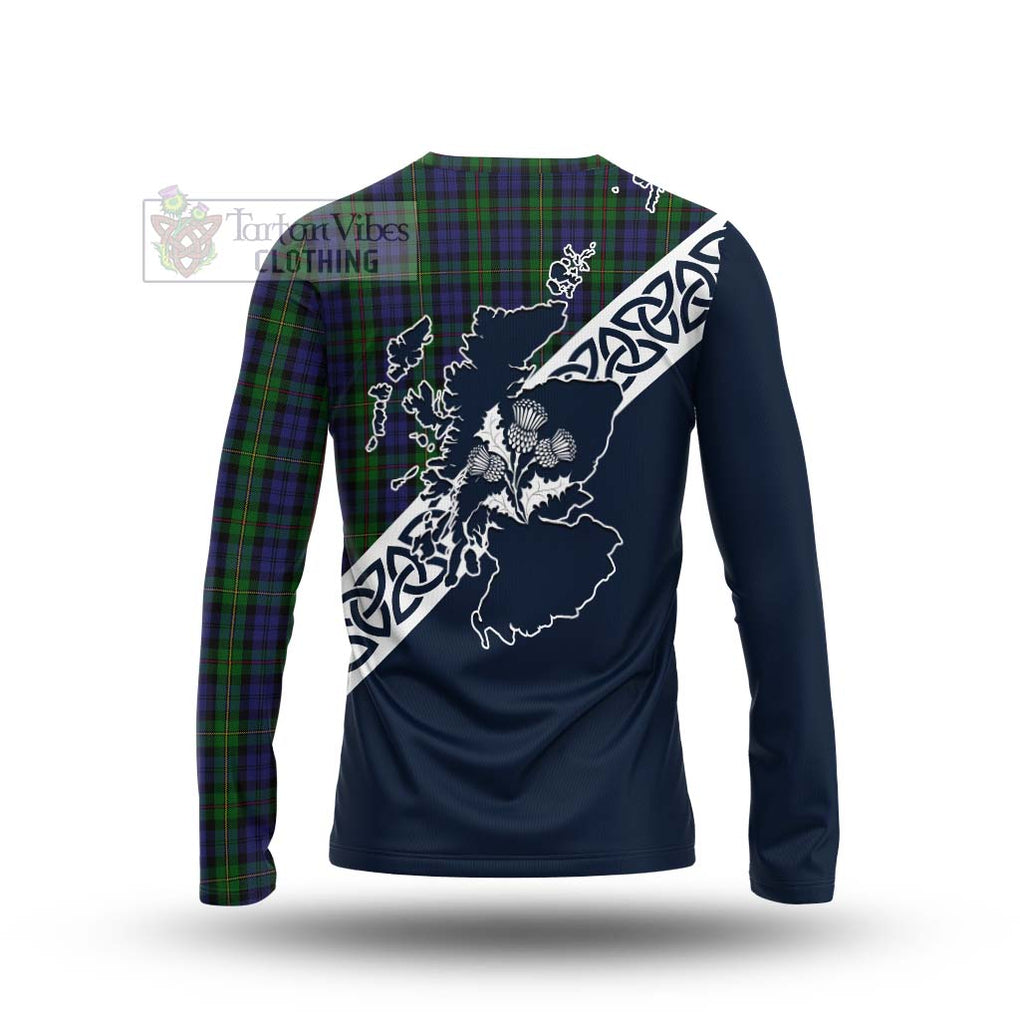 Tartan Vibes Clothing MacEwan (MacEwen) Tartan Long Sleeve T-Shirt Featuring Thistle and Scotland Map