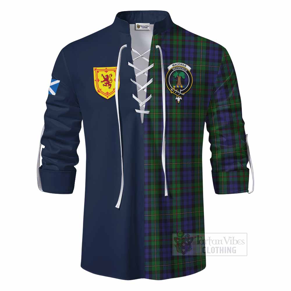 MacEwan (MacEwen) Tartan Ghillie Kilt Shirt Alba with Scottish Lion Royal Arm Half Style