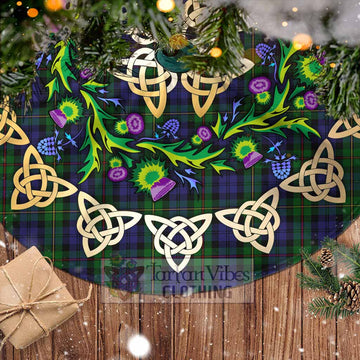 MacEwan (MacEwen) Tartan Christmas Tree Skirt with Thistle Celtic Knot Style