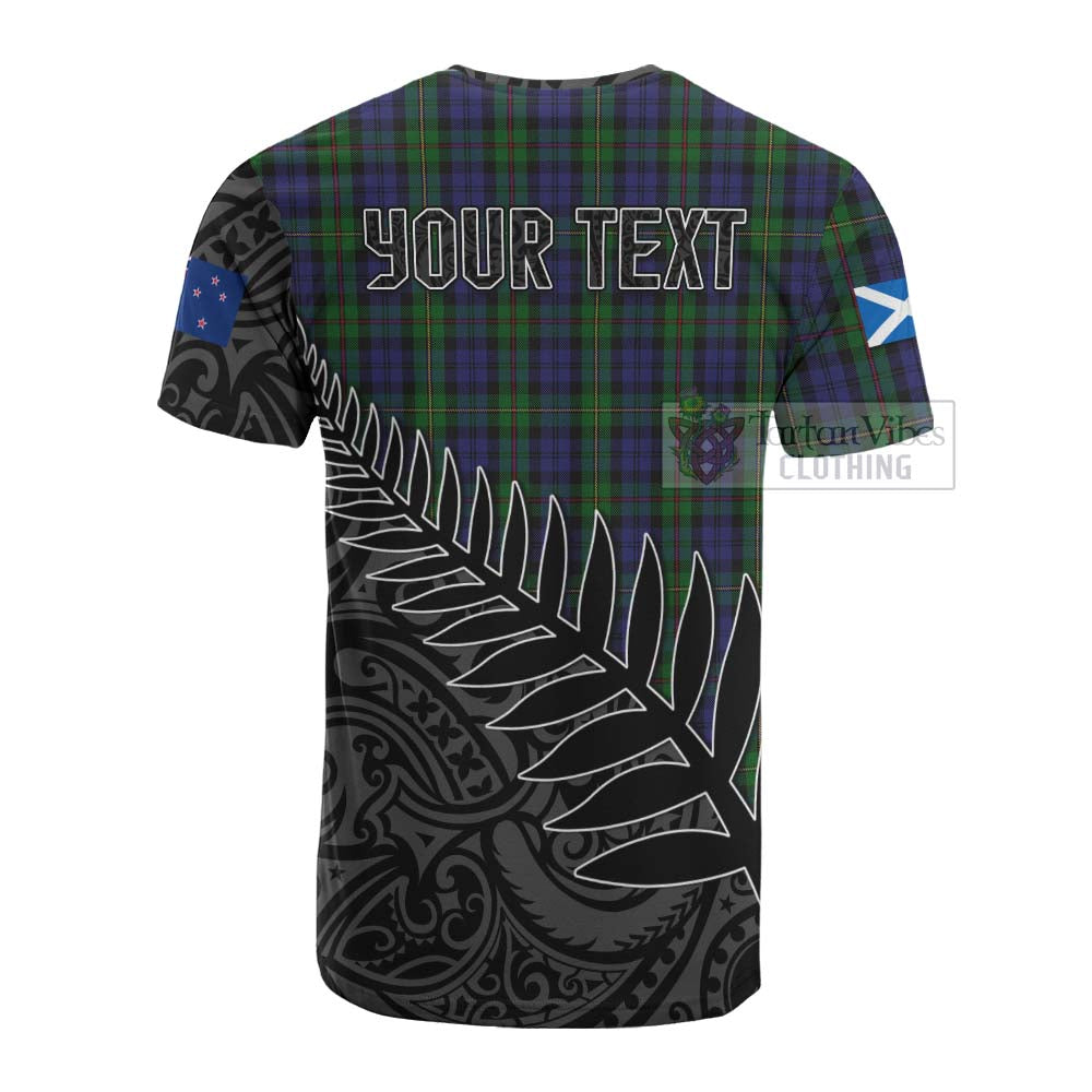 Tartan Vibes Clothing MacEwan (MacEwen) Crest Tartan Cotton T-shirt with New Zealand Silver Fern Half Style