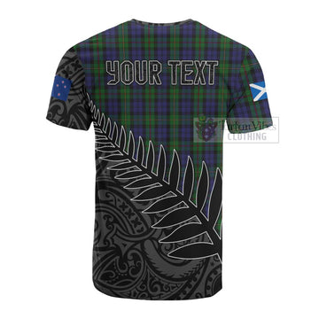 MacEwan (MacEwen) Crest Tartan Cotton T-shirt with New Zealand Silver Fern Half Style