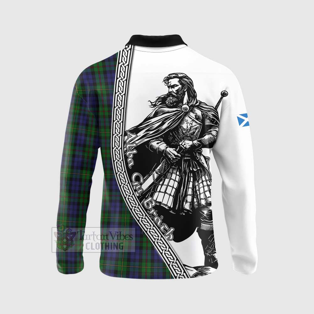 Tartan Vibes Clothing MacEwan (MacEwen) Tartan Clan Crest Long Sleeve Polo Shirt with Highlander Warrior Celtic Style