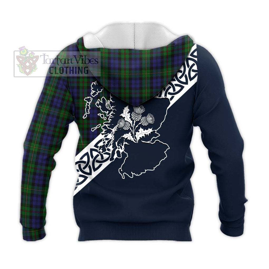 Tartan Vibes Clothing MacEwan (MacEwen) Tartan Knitted Hoodie Featuring Thistle and Scotland Map