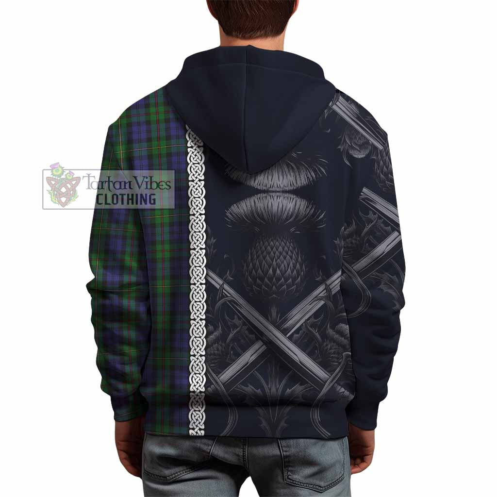 Tartan Vibes Clothing MacEwan (MacEwen) Tartan Hoodie with Family Crest Cross Sword Thistle Celtic Vibes