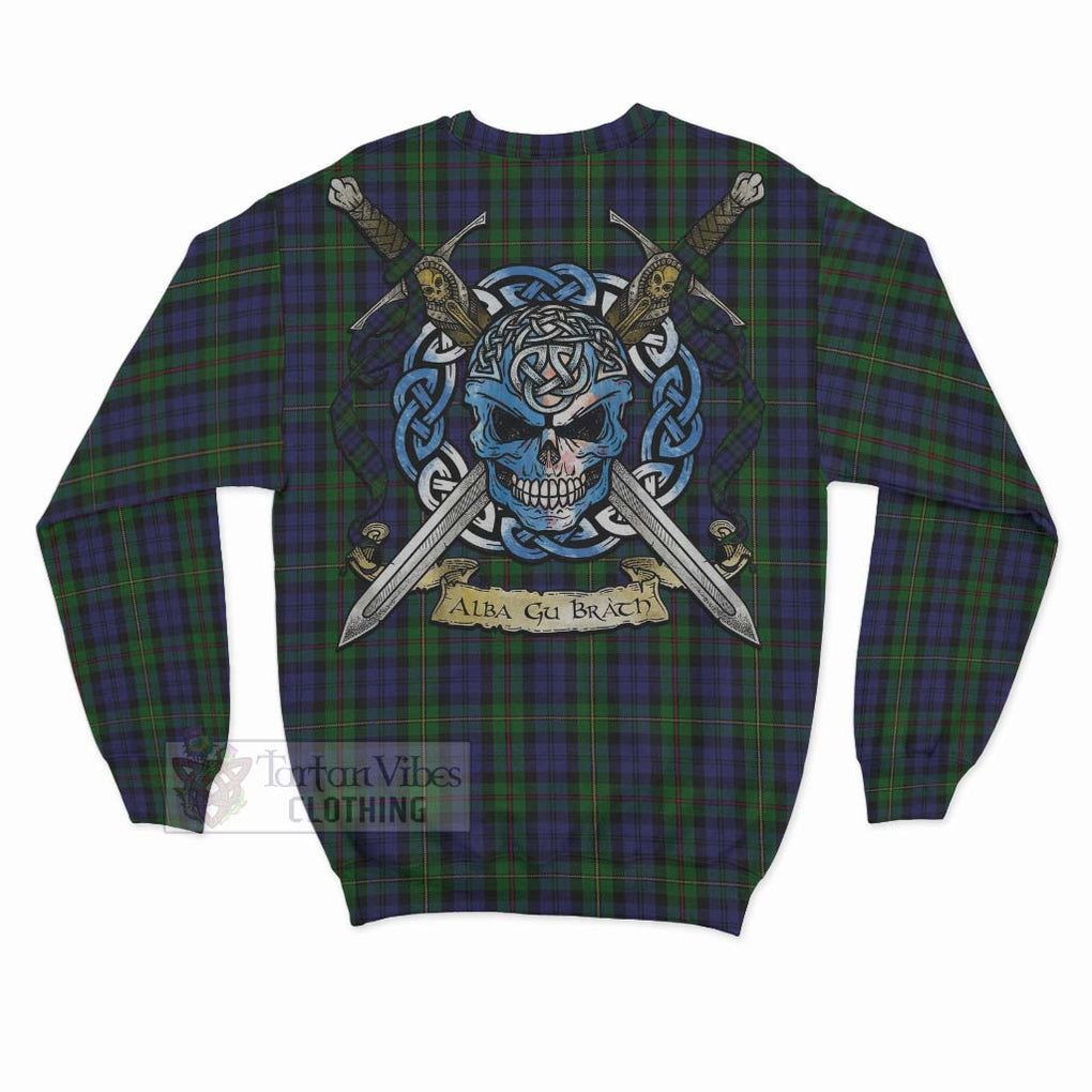 Tartan Vibes Clothing MacEwan (MacEwen) Tartan Sweatshirt with Family Crest Celtic Skull Style