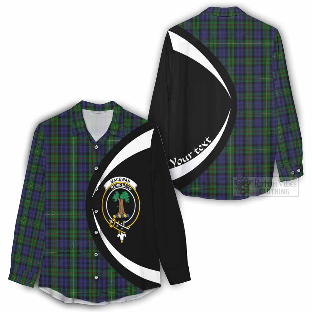 Tartan Vibes Clothing MacEwan (MacEwen) Tartan Women's Casual Shirt with Family Crest Circle Style