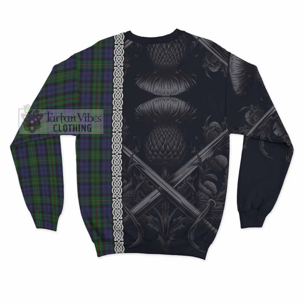 Tartan Vibes Clothing MacEwan (MacEwen) Tartan Sweatshirt with Family Crest Cross Sword Thistle Celtic Vibes